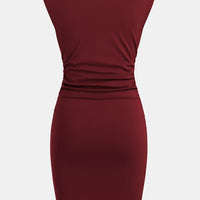 Cupshe x JoJo Red Wine Boatneck Sleeveless Mini Dress