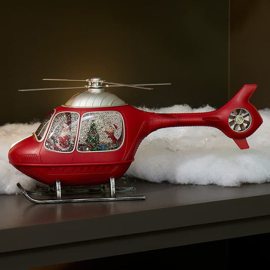 Cracker Barrel Santa's Helicopter Glitter Globe