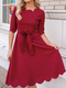 Cupshe Burgundy Belted Half Sleeve Midi Dress(x2)