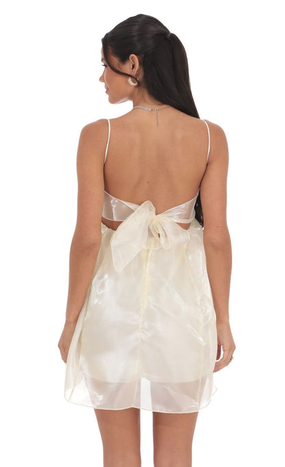 Lucy In The Sky Sheen Babydoll Dress in Cream