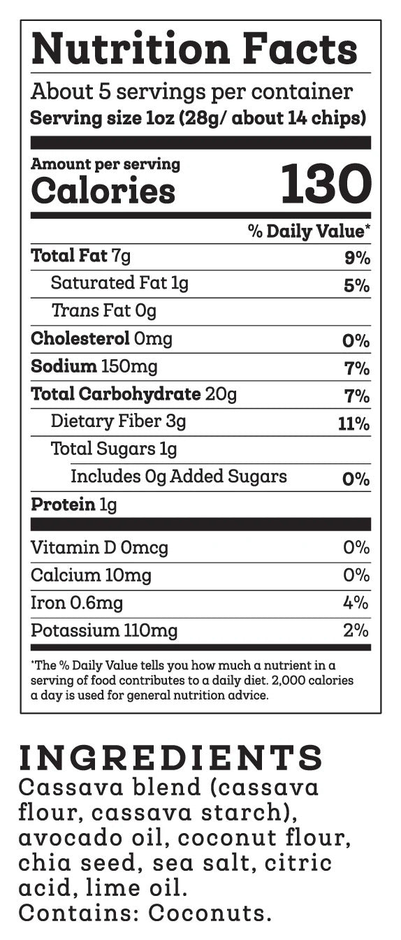 Siete Foods Lime Grain Free Tortilla Chips 5 oz - 6 Bags