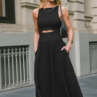 Cupshe Boat Neck Sleeveless Cutout Maxi Dress