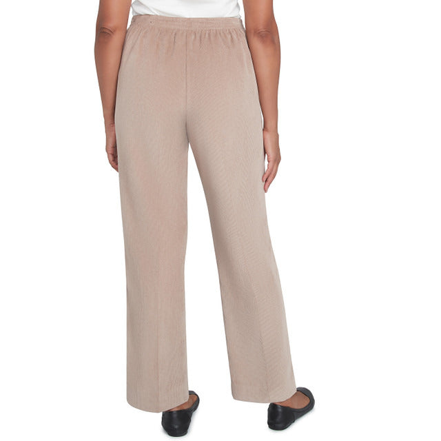 Alfred Dunner Women's Corduroy Elastic Waist Short Length Pleated Pant - FAWN