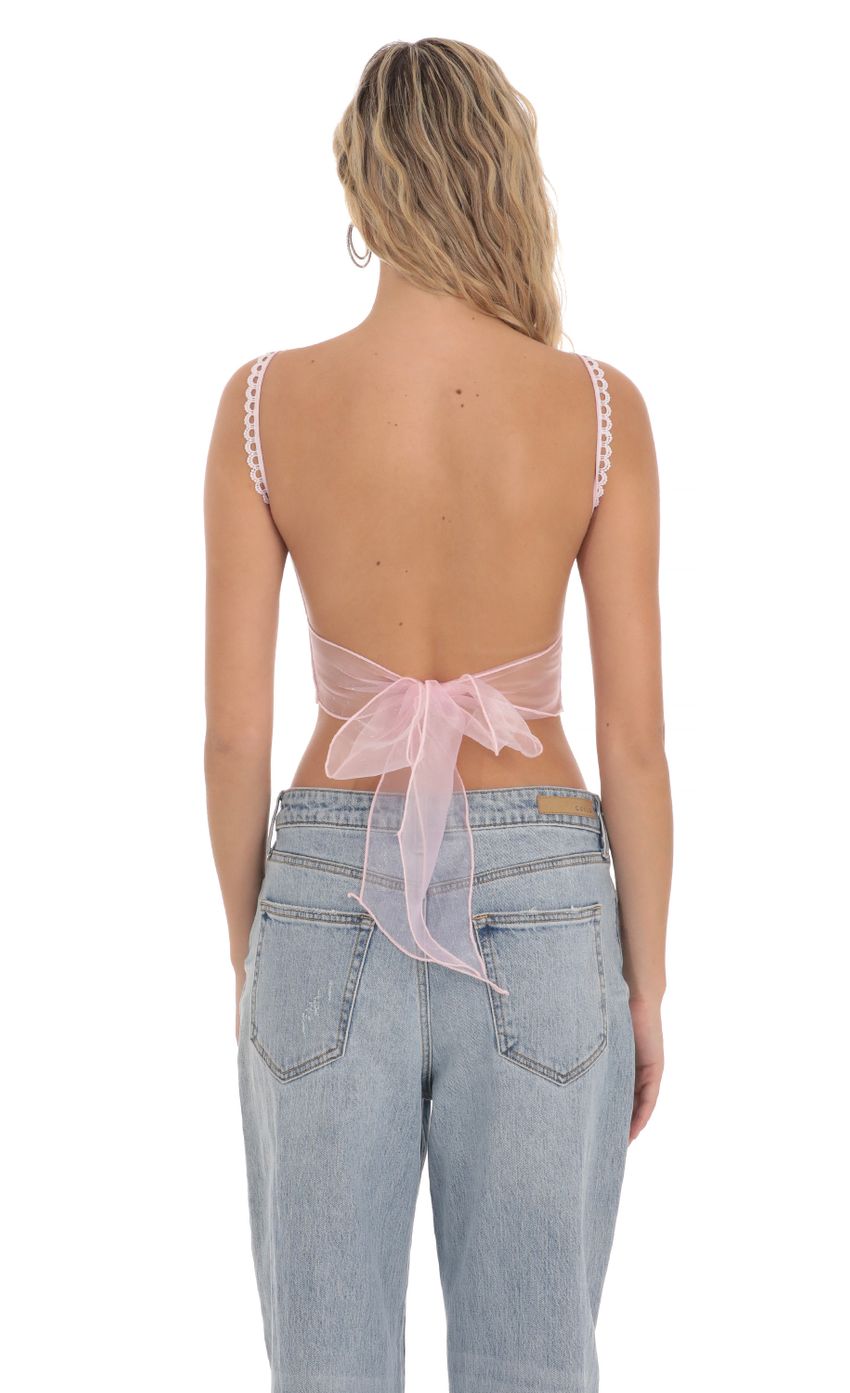 Lucy in the Sky Embroidered Open Back Top in Pink