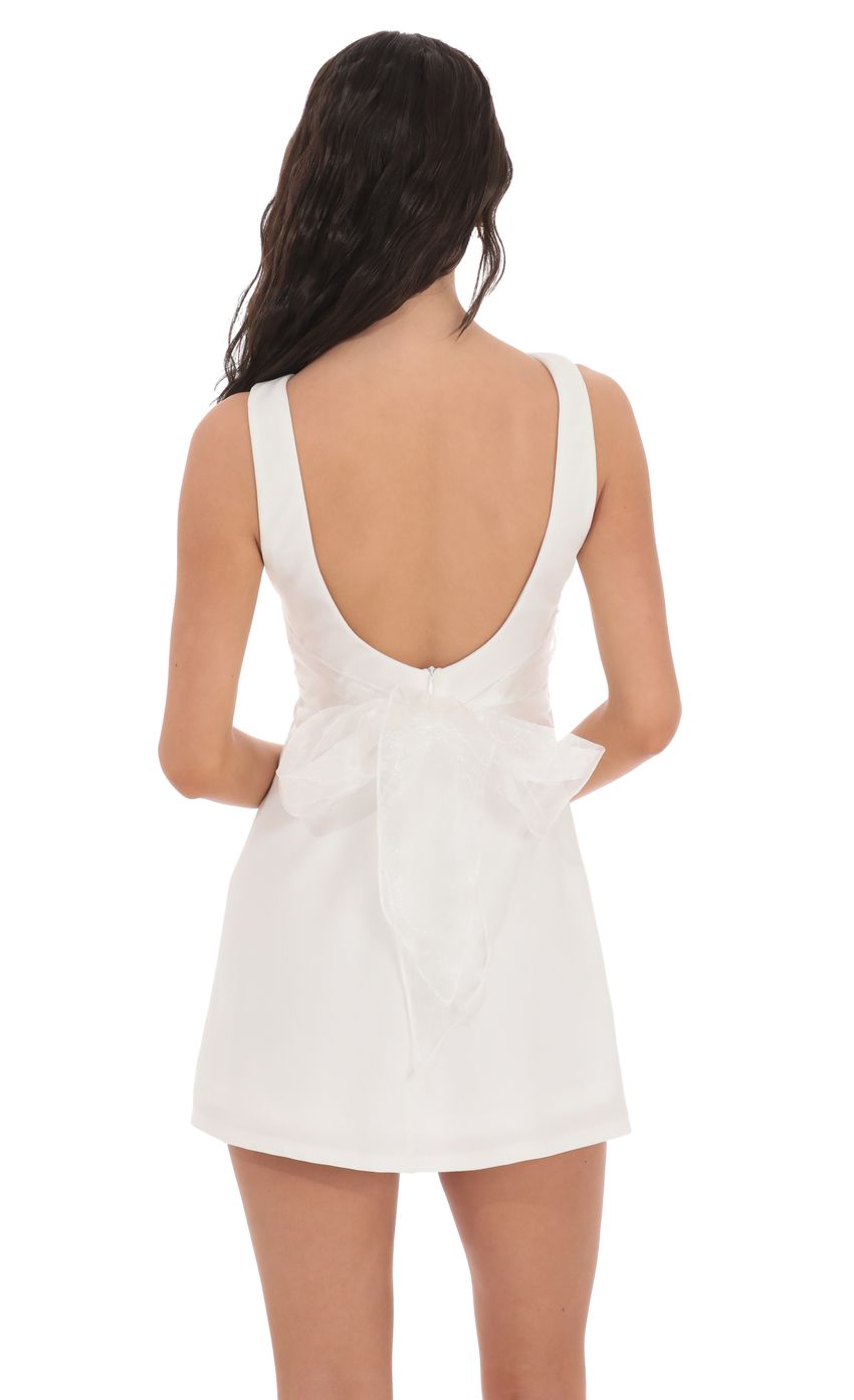 Lucy In The Sky High Neck Back Bow Dress in White