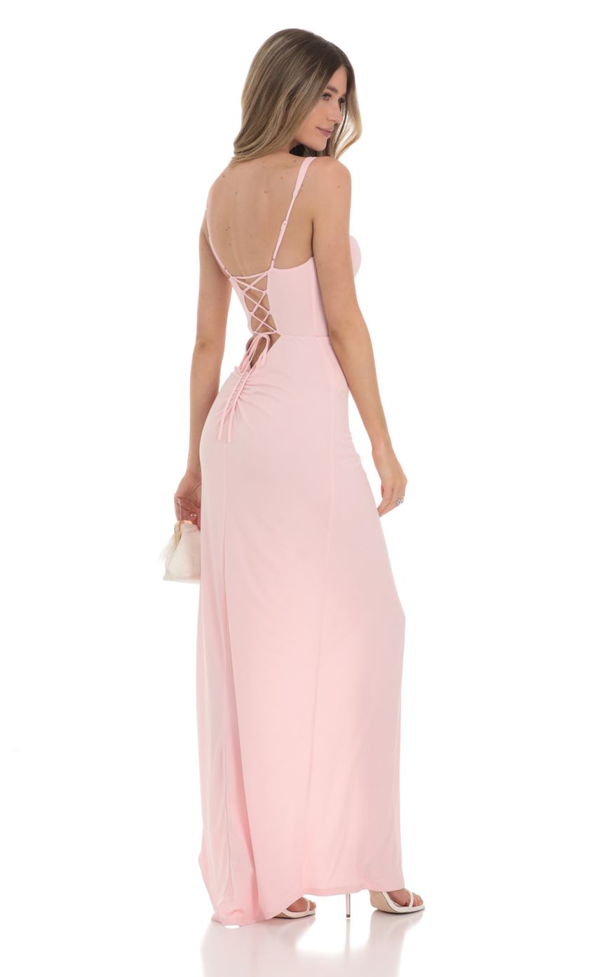 Lucy in the Sky Lace Bust Maxi Dress in Pink