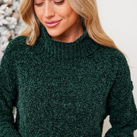 Cupshe Green Diamond-Stitched Turtleneck Sweater