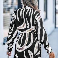 Cupshe Zebra Print Collared Button Up Mini Dress