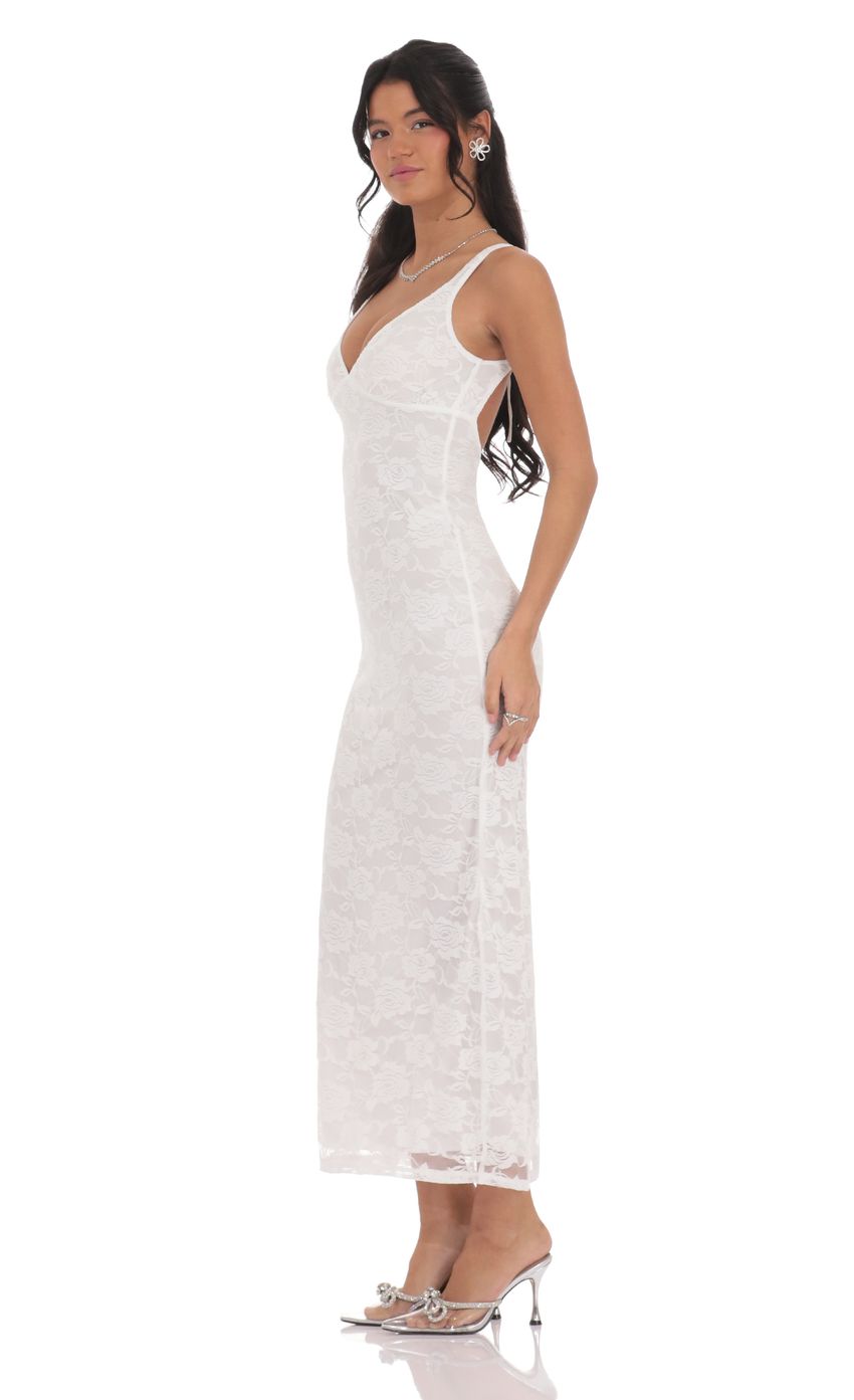 Lucy In The Sky Lace Open Back Bodycon Maxi Dress in White
