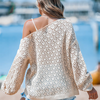 Cupshe Crochet Asymmetrical Neck Sweater