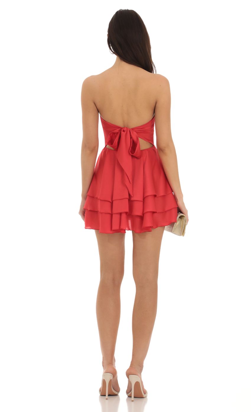 Lucy In The Sky Strapless Asymmetrical Dress in Red