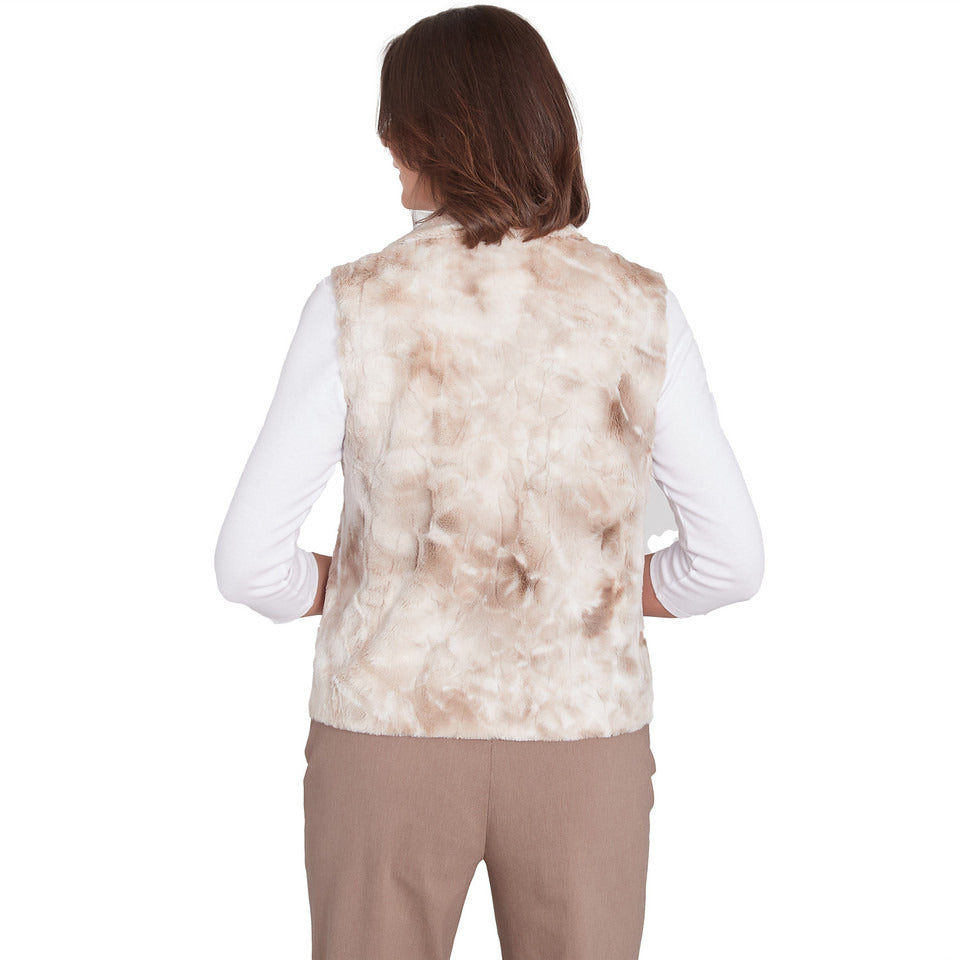 Alfred Dunner Women's Faux Fur Collared Vest