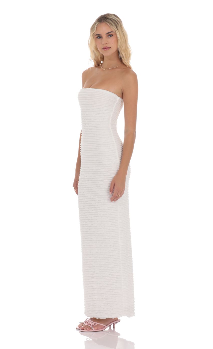 Lucy In The Sky Strapless Ruffle Maxi Dress in White