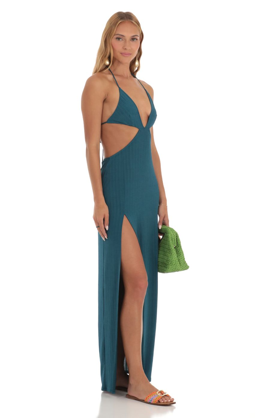 Lucy in the Sky Striped Bikini Cutout Maxi Dress in Blue