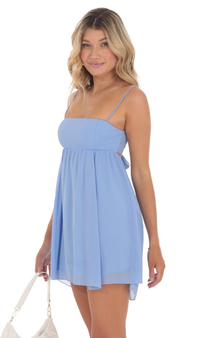 Lucy In The Sky Chiffon Babydoll Dress in Light Blue
