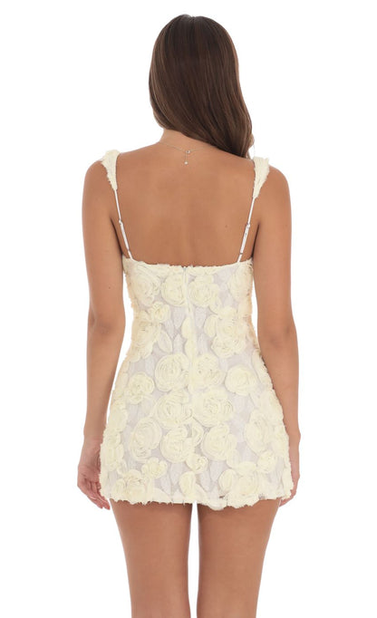 Lucy in the Sky Textured Floral Bodycon Dress in Ivory