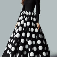 Ursime Formal Polka Dots Long Sleeve Maxi Dress