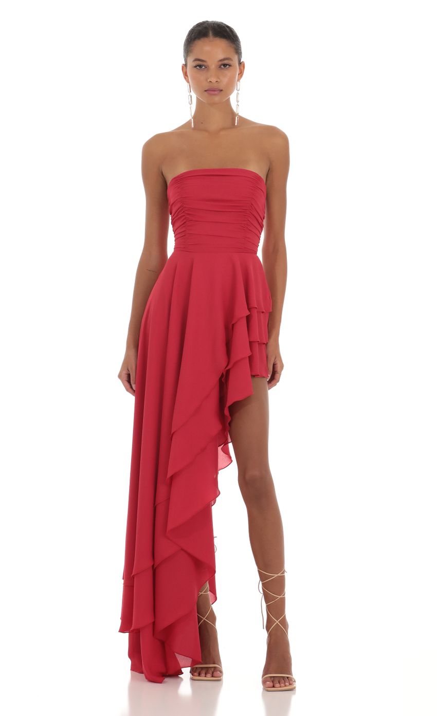Lucy In The Sky Asymmetrical Corset Dress in Red