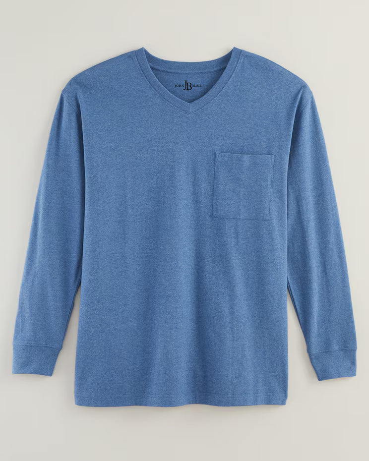 BLAIR John Blair Everyday Jersey Knit Long-Sleeve Pocket V-Neck Tee Top 3