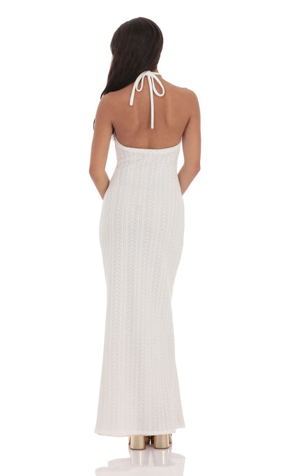 Lucy In The Sky Starfish Crochet Maxi Dress in Ivory