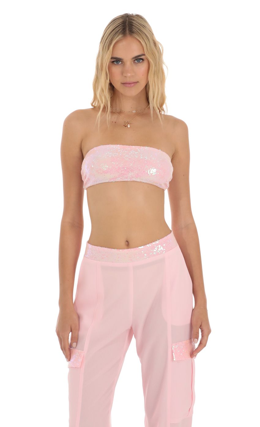 Lucy In The Sky Sequin Two Piece Set in Pink