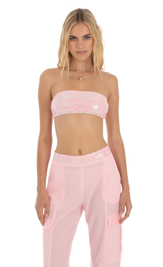 Lucy In The Sky Sequin Two Piece Set in Pink