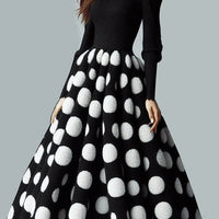 Ursime Formal Polka Dots Long Sleeve Maxi Dress