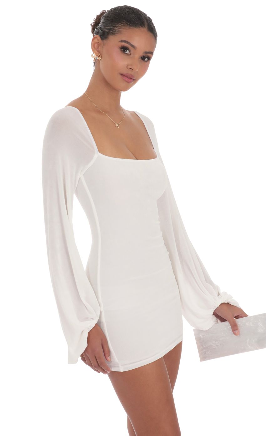 Lucy In The Sky Long Sleeve Bodycon Dress in White