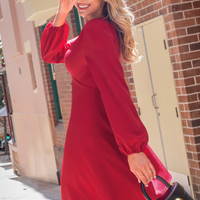 Cupshe Red V-Neck Long Puff Sleeve Mini Dress (x2)