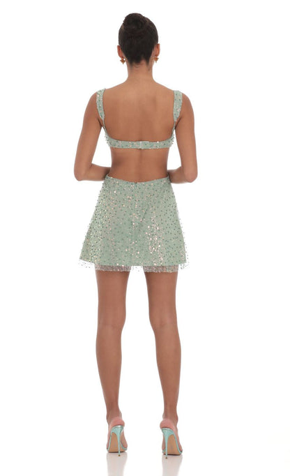 Lucy in the Sky Sequin Pearl Cutout Dress