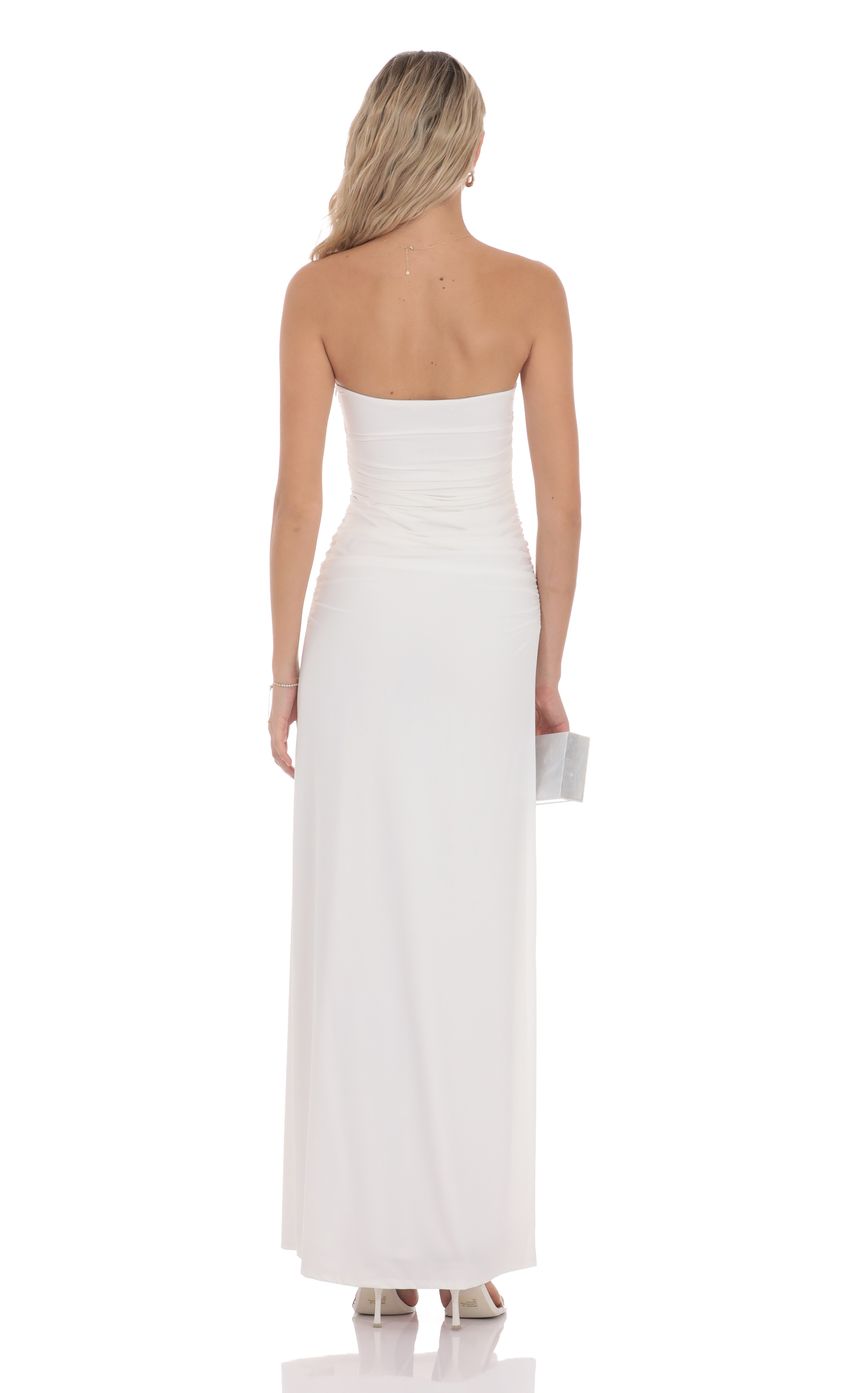 Lucy In The Sky Embellished Strapless Maxi Dress in White