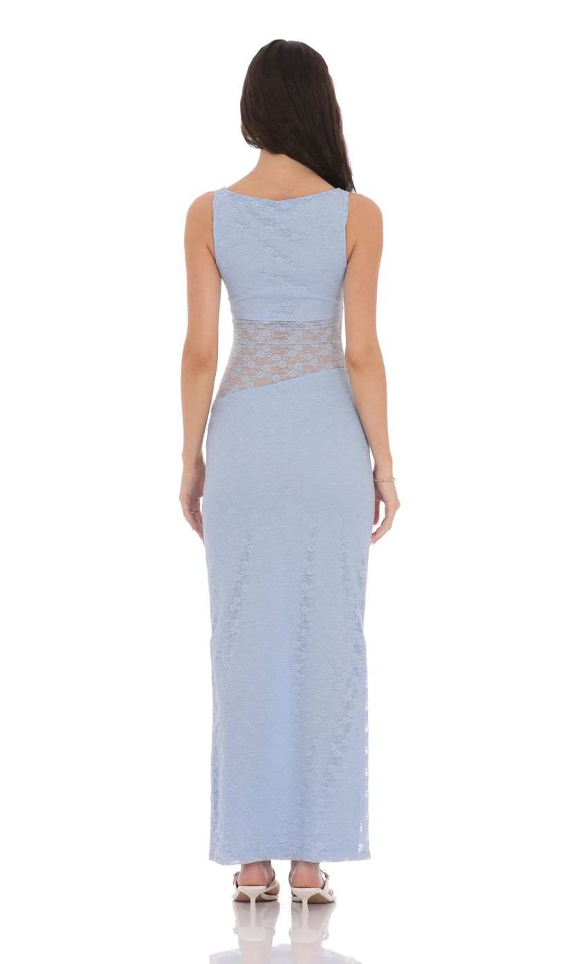 Lucy In The Sky Cutout Lace Maxi Dress in Light Blue