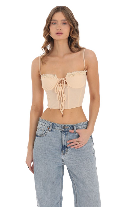 Lucy in the Sky Corset Bralette Top in Nude