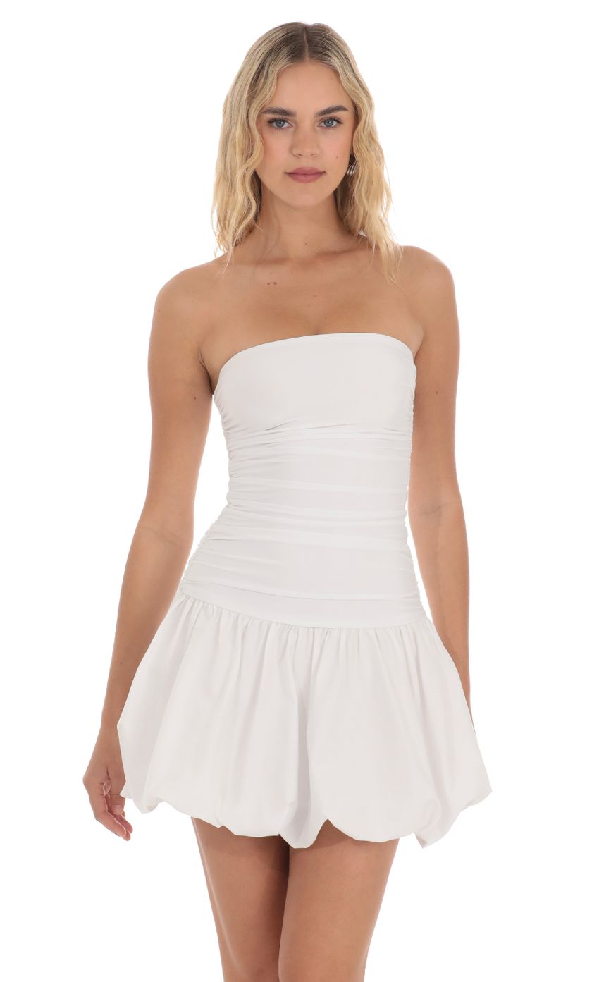 Lucy in the Sky Strapless Bubble Dress in White