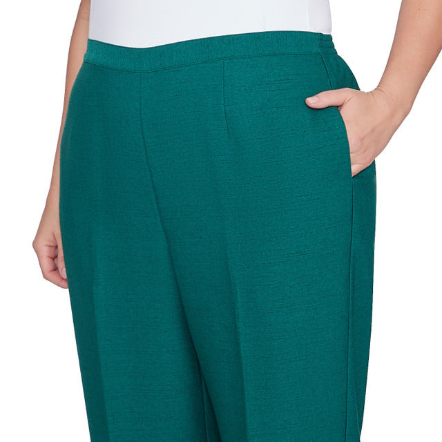 Alfred Dunner Women's Classic Emerald Short Length Pant - EMERALD