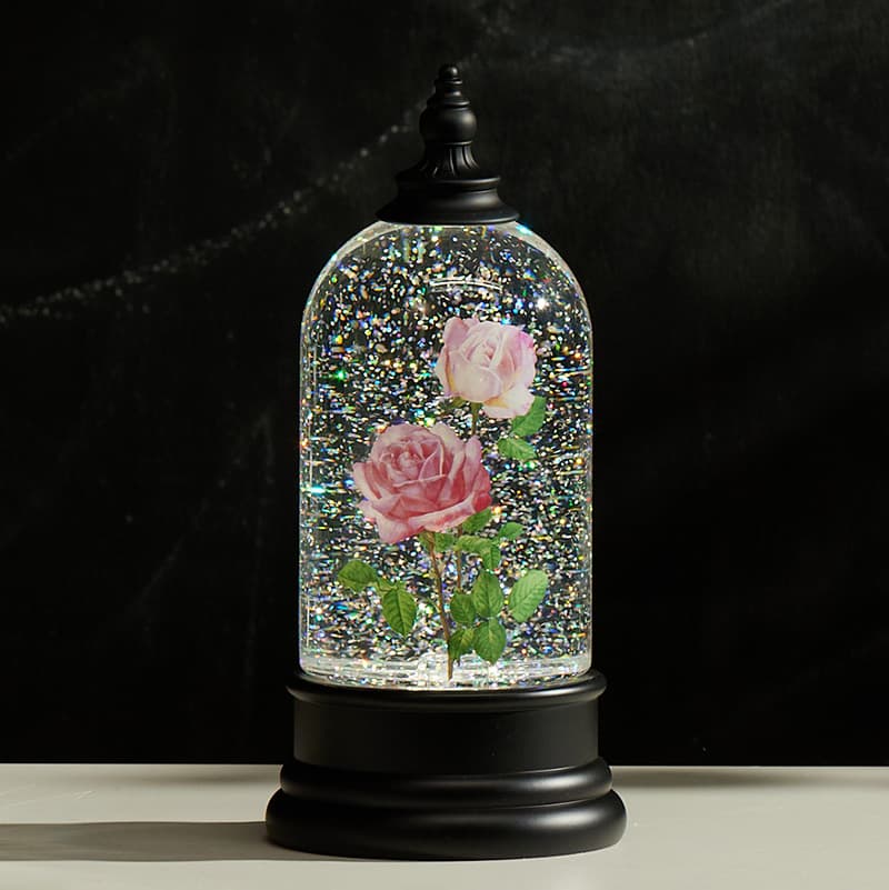 Cracker Barrel Acrylic Flower Dome Glitter Globe