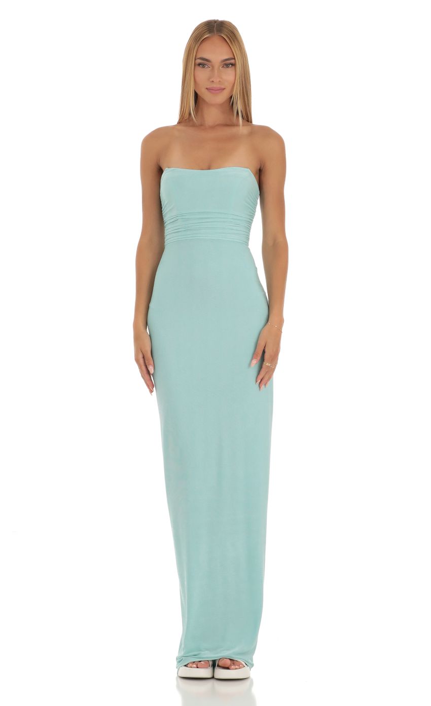 Lucy In The Sky Corset Strapless Dress in Mint Blue