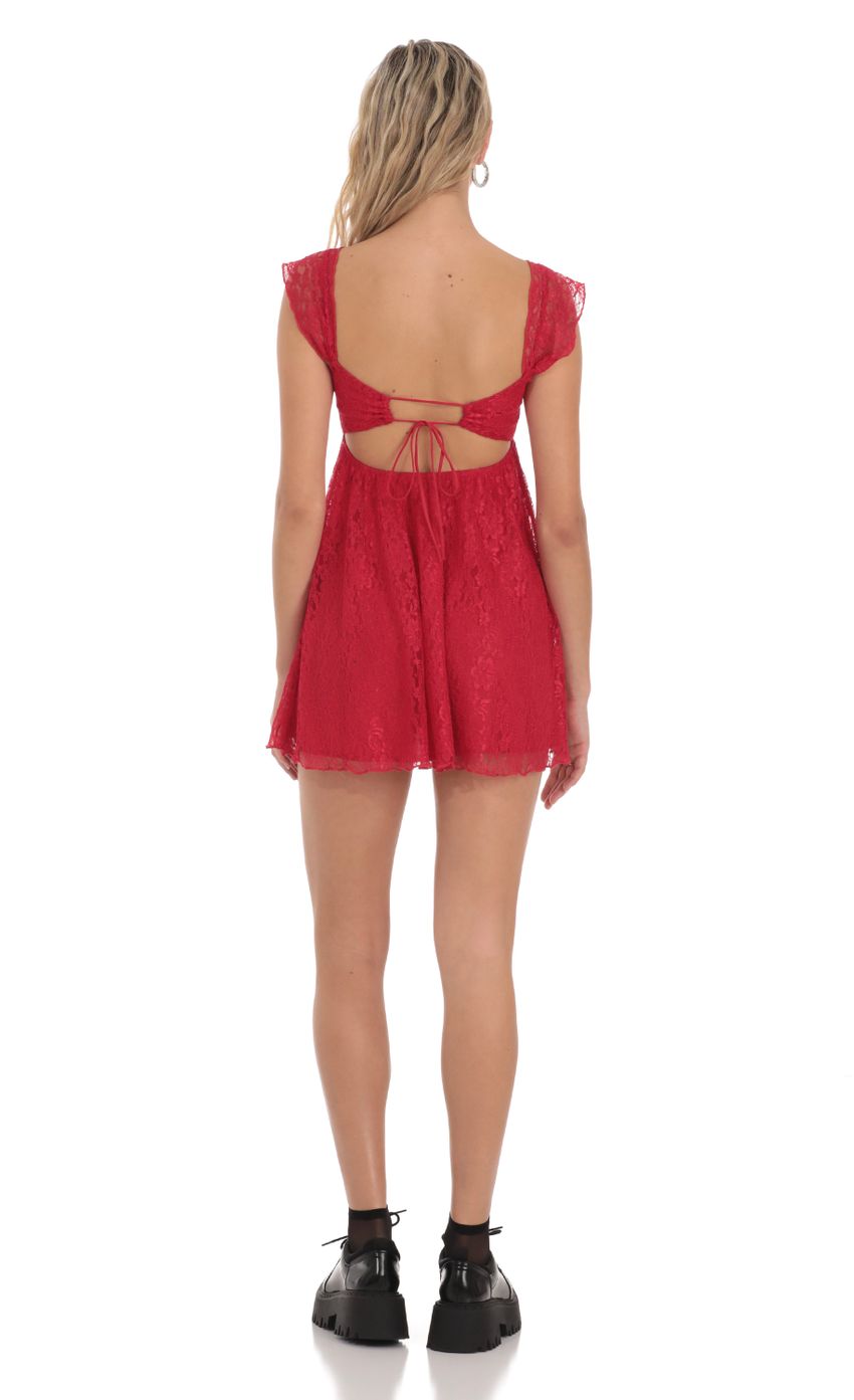 Lucy In The Sky Lace Babydoll Dress in Red