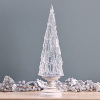 Cracker Barrel Acrylic Tree White Base Glitter Globe