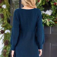 Cupshe V-Neck Crochet Gigot Sleeve Sweater Dress