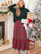 Cupshe Burgundy Plaid Ruffled Maxi Skirt (x2)