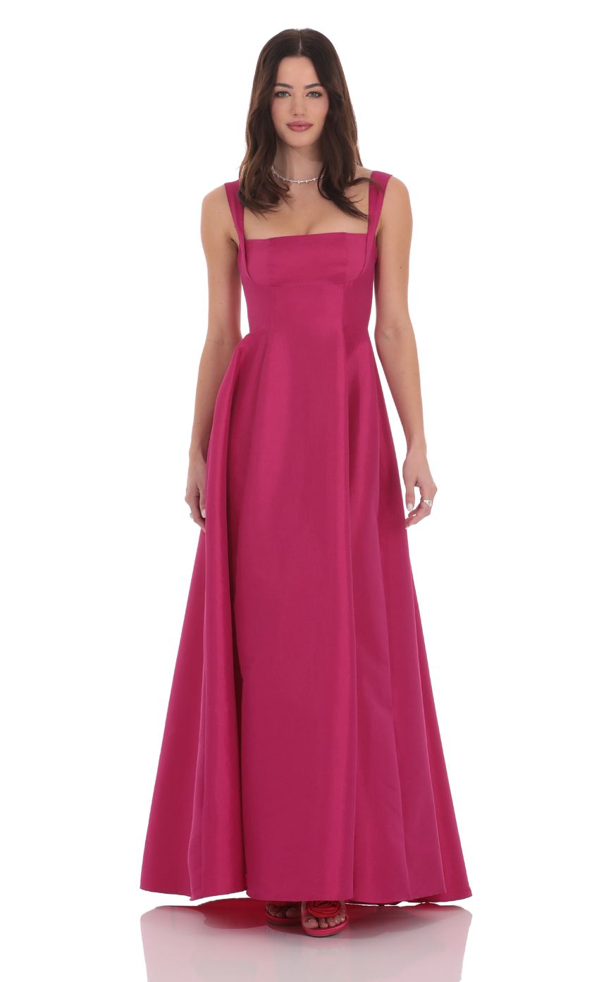 Lucy In The Sky Fit and Flare Maxi Dress in Pink