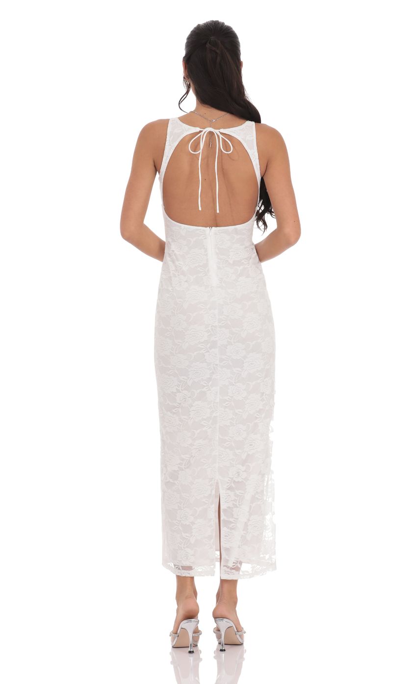 Lucy In The Sky Lace Open Back Bodycon Maxi Dress in White