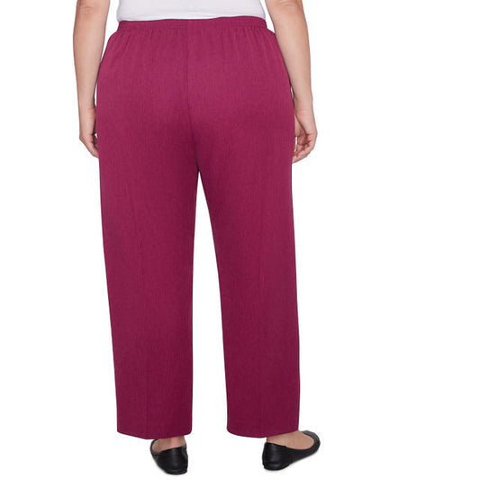 Alfred Dunner Women's Classic Faux Suede Slant Pocket Medium Length Pant - WINE