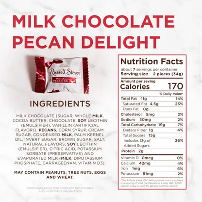 Russell Stover Chocolates Clara's Recipe Milk Chocolate Pecan Delight, 8 oz. Box