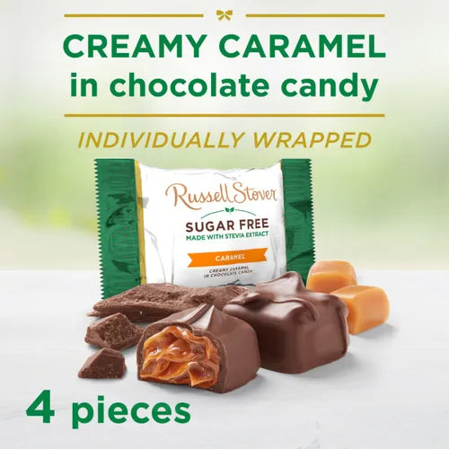 Russell Stover Chocolates Sugar Free Caramels Candies, 2 oz bag