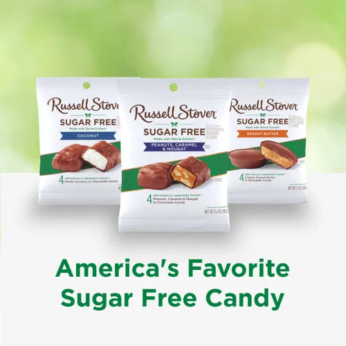 Russell Stover Chocolates Sugar Free Peanut, Caramel & Nougat Candies, 2.4 oz bag