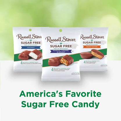 Russell Stover Chocolates Sugar Free Peanut, Caramel & Nougat Candies, 2.4 oz bag