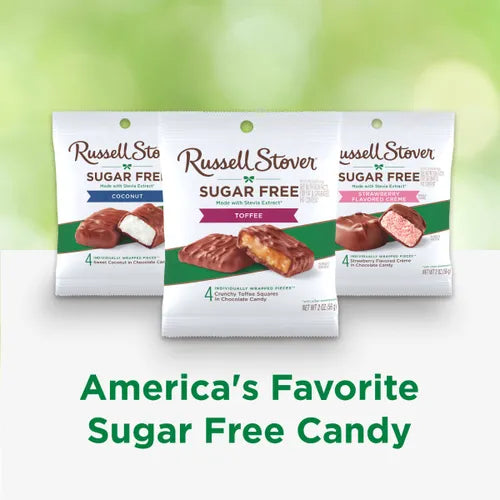 Russell Stover Chocolates Sugar Free Toffee Squares Candies, 2 oz bag