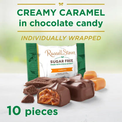 Russell Stover Chocolates Sugar Free Caramels Mini Chocolate Candies, 5 oz bag